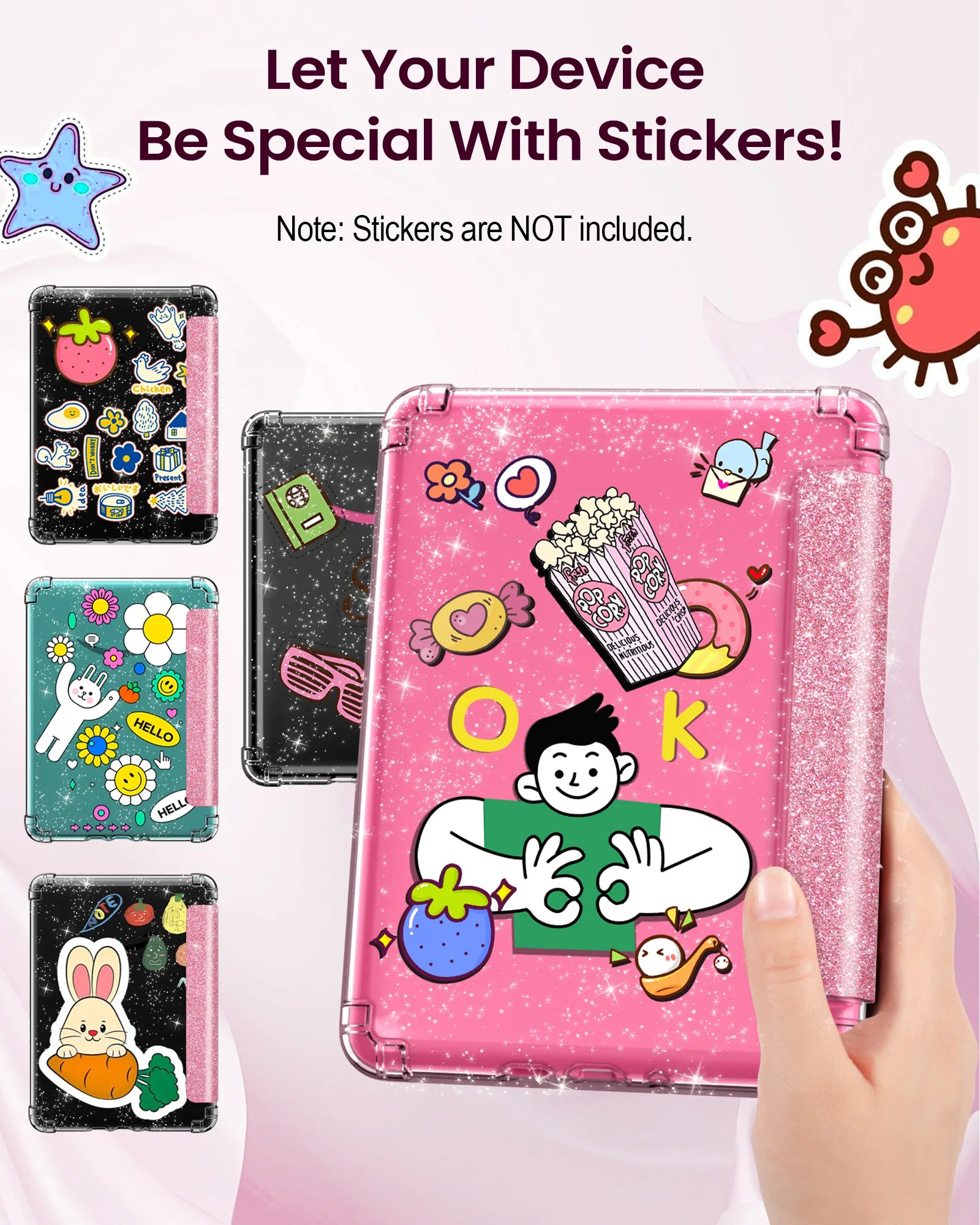 Case for 7" Kindle Paperwhite 2024 12th Gen Ultra Clear Soft Flexible Glitter TPU Back Cover Light Shell with Auto Wake/Sleep