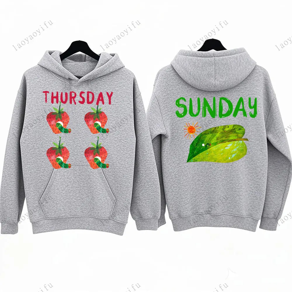 Hungry Caterpillar Printed Hooded The Very Hungry Caterpillar Hoodies Aesthetic Clothes Autumn and Winter Keep Warm Sweatshirt
