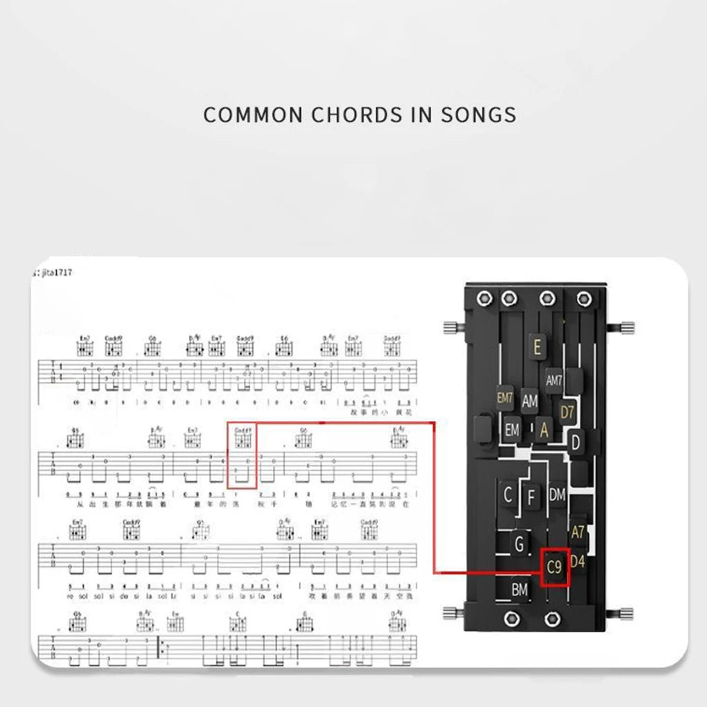 Guitar Aid Chords,Portable Guitar Learning System Teaching Beginner Trainer Practice Tools for Beginners Friends Family Adults