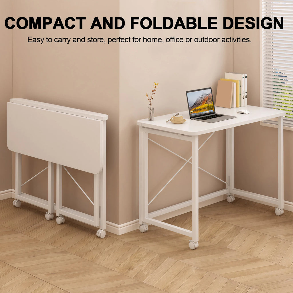 60x40 Small Pulley Table Space Saving Movable Rectangular Table Waterproof Standing Study Table for Home Office Computer Desk