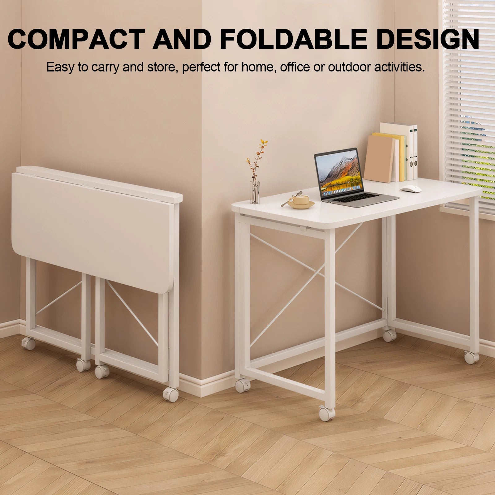 60x40 Small Pulley Table Space Saving Movable Rectangular Table Waterproof Standing Study Table for Home Office Computer Desk
