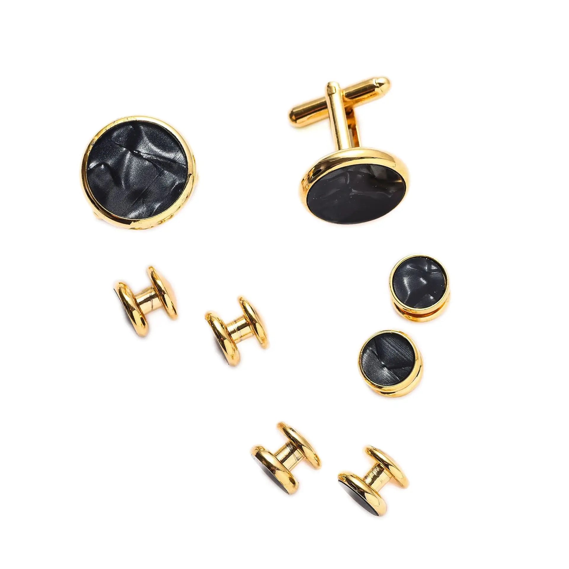 Mens Cufflinks and Studs Set for Tuxedo Shirts Business Wedding Party Cuff Links Classic Accessories Tie Clasp Collar Clips Gift