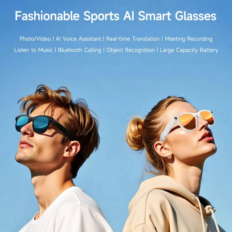 AI Smart Glasses 8K HD Camera 1200W Pixels SunGlasses Multifunctional Bluetooth Call Voice Assistant Music Translation Glasses
