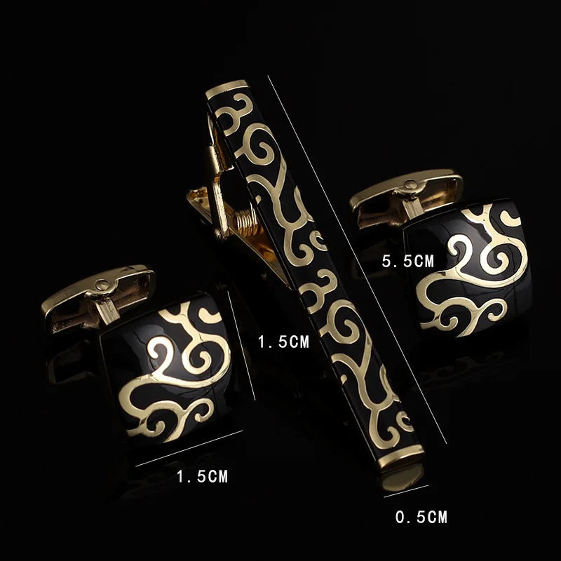 Mens Ties Clip Cufflinks Set Shirt Accessories Necktie Tie Bars Cuff Links Suit Luxury Quality Jewelry Gifts For Wedding Party