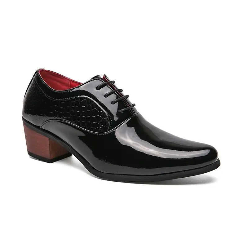 Pointed High Heel Leather Shoes For Men In British Business And Casual Heightened Wedding Shoes Korean Style Shiny Hairstylist
