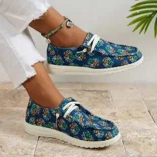 Loafers Women's Christmas Snowman Elk Graphic Print Lace-up Round T Women's Vulcanize Shoes Canvas Women Flat Shoes Zapatos - Free Item Weekend (50% off).