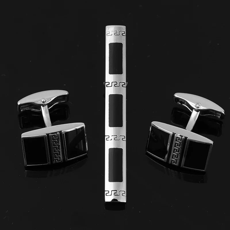 Mens Ties Clip Cufflinks Set Shirt Accessories Necktie Tie Bars Cuff Links Suit Luxury Quality Jewelry Gifts For Wedding Party