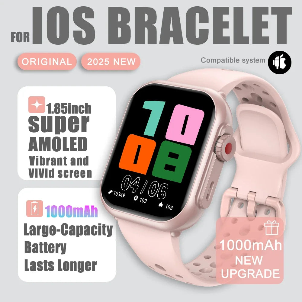AI Voice Smart Watch Men Women 1.85 inches 1000mAh IP68 Bluetooth Call Blood Pressure Sleep Monitoring 100+Exercise Smart Watch