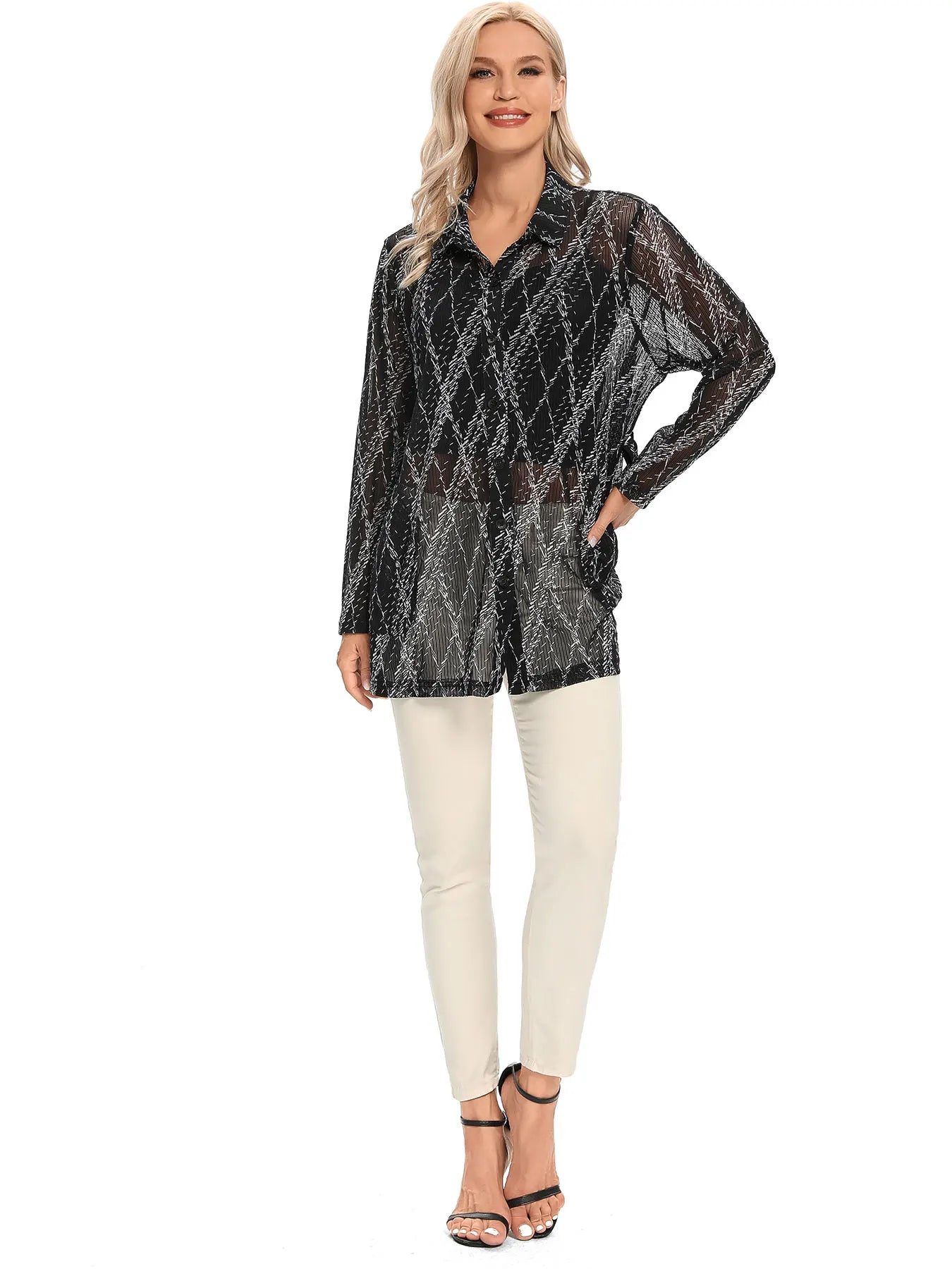 Women Woven Fashionable Casual Shirt For Spring And Autumn