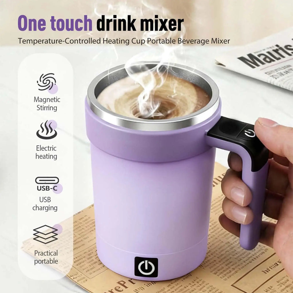 Smart Self-Stirring Coffee Mug 380ml With Temp Display & Rechargeable Battery, Auto Mixes Drinks, Keeps Warm For Desk, Home