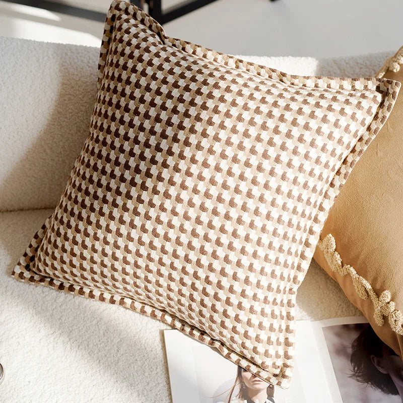 45x45CM Brown Vintage Nordic Throw Pillow Cover Cream Light luxury Sofa Cushion Waist Cover Simple Decorative Pillowcase