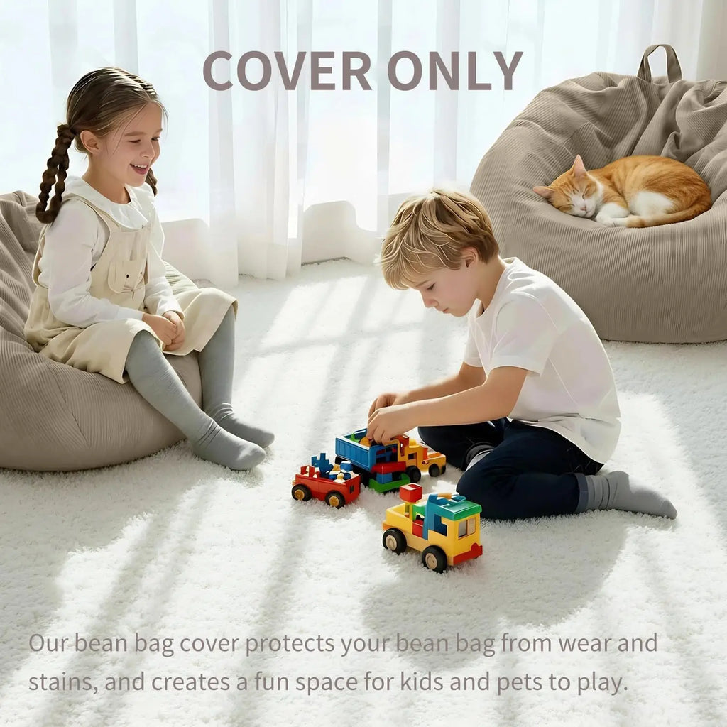 OTAUTAU Corduroy Bean Bag Cover Doll Storage Pouf Corner Beanbag DD005【No Filler Inside! Need To Fill It By Yourself !】