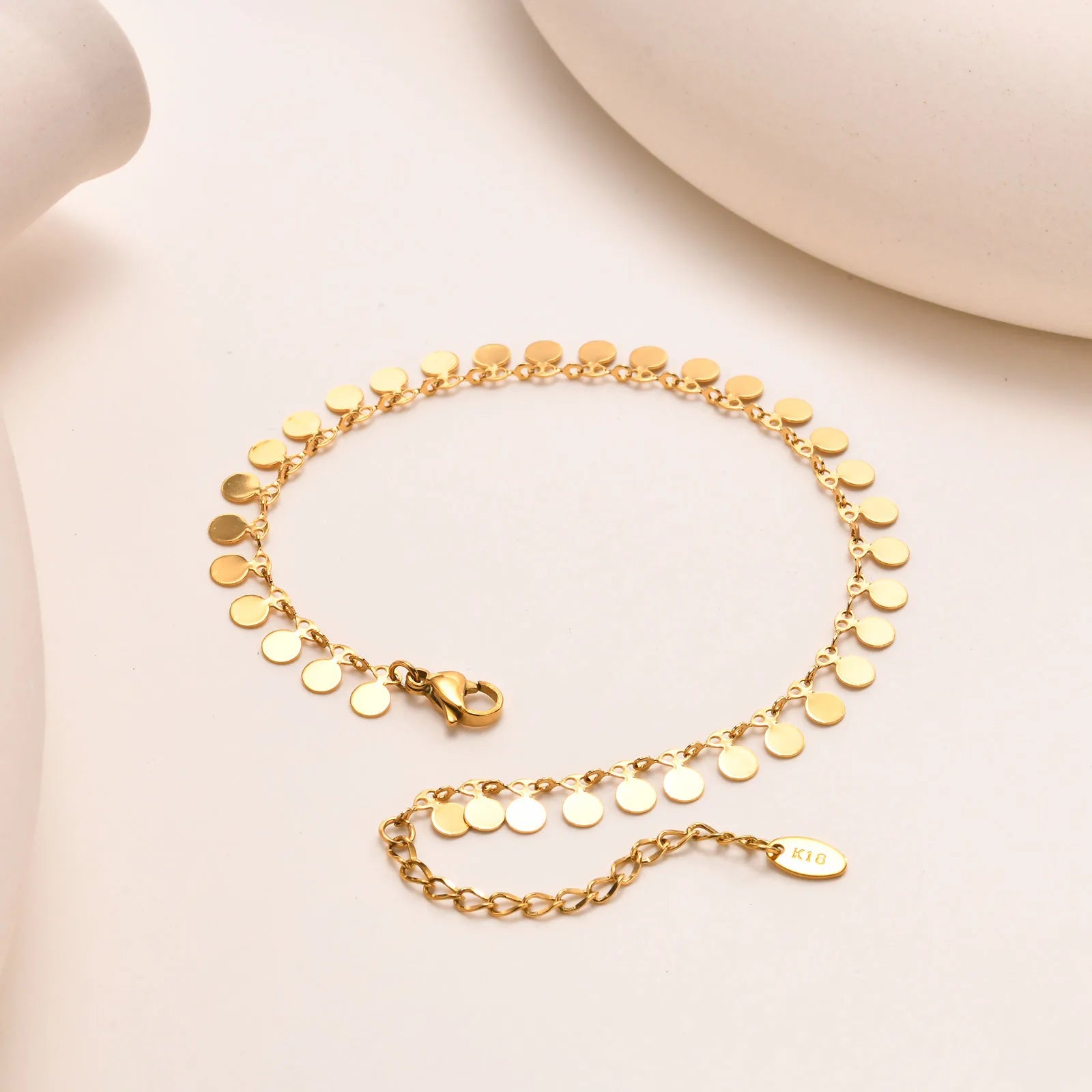 Anklet Bracelets for Women, Waterproof Anklet Adjustable Foot Chain, Coin Dangling Stainless Steel Hypoallergenic Beach Jewelry