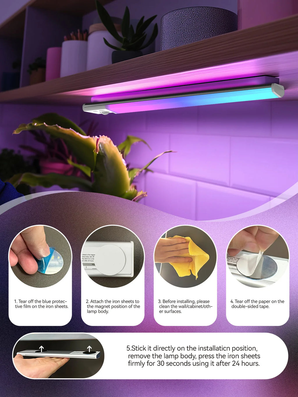Smart Ambient Sensor Light with Dual Induction & 5 Color Effects