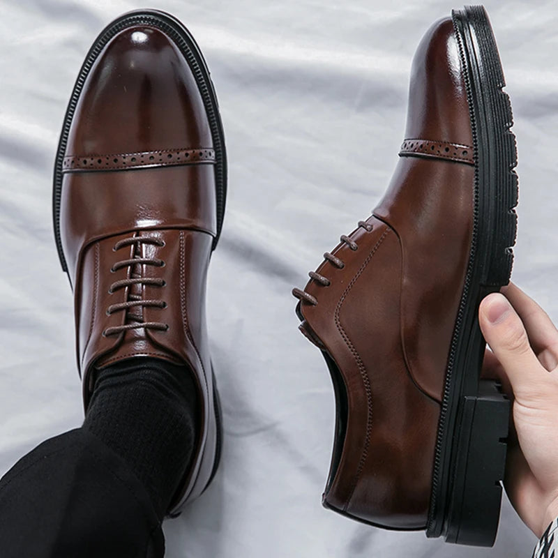 Men’s Dress Shoes High Quality Business British Social Formal Leather Shoes For Men Block Party Wedding Business Office Shoes