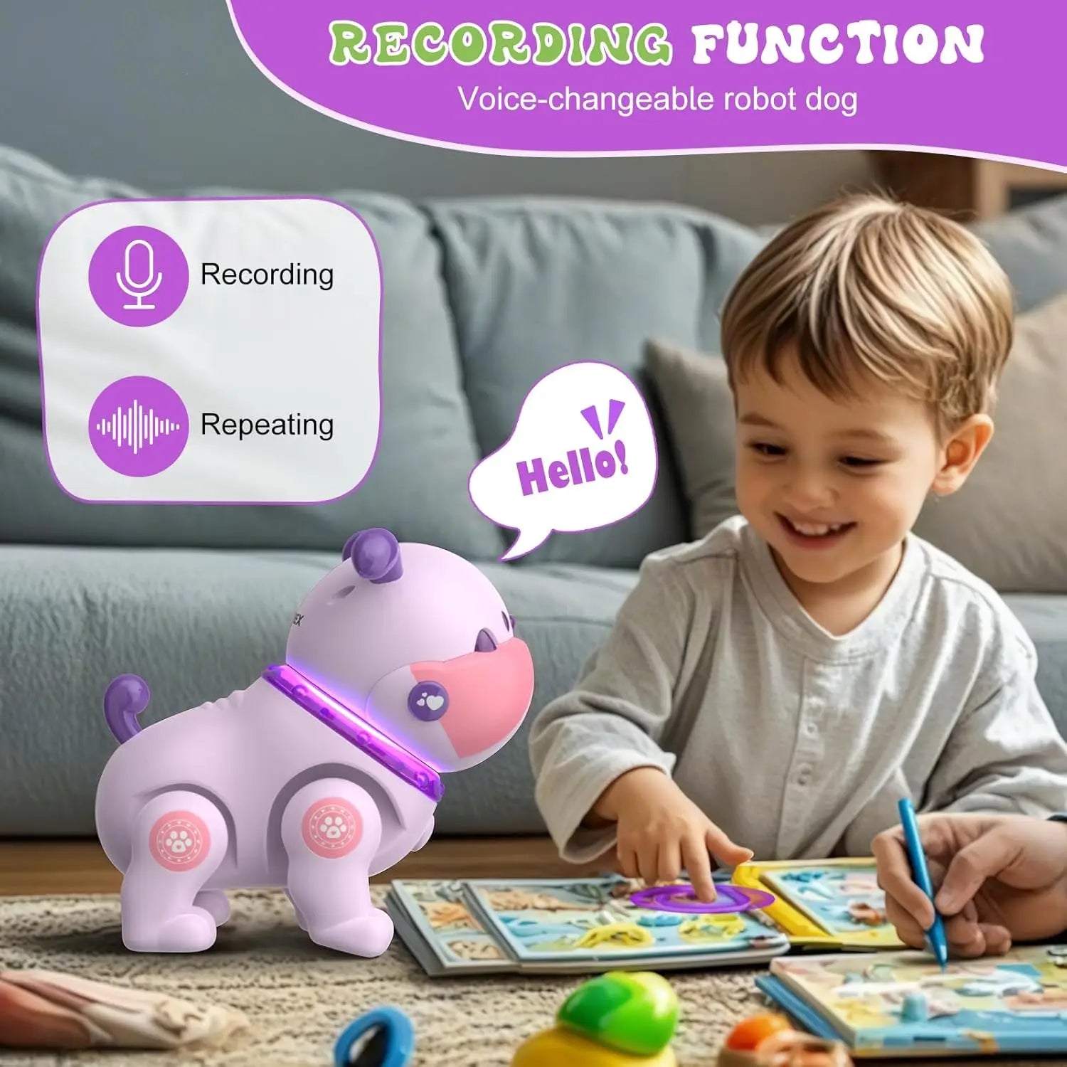 Robot  Puppy Toys for Kids,Remote Control Robot Pet,RC Robot Dog With Dancing Music Recording Function,Gift for Toddler Boy Girl