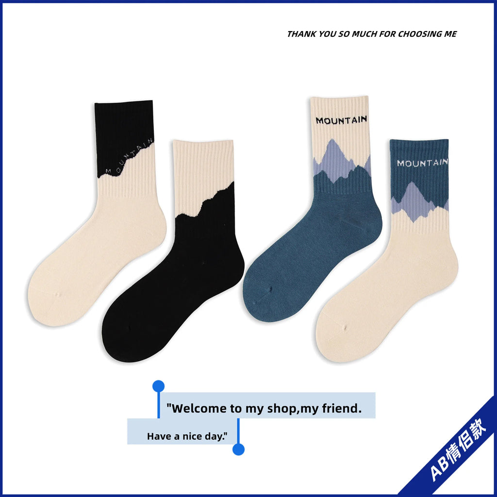 Japanese Korean Style Harajuku Socks Women Combed Cotton Boneless Crew AB Socks Men Street Fashion Trend Sports Couple Socks