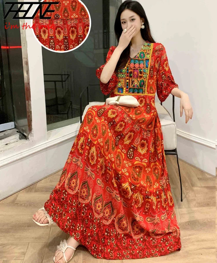 Indian Dress for Women Summer Embroidery Chic Elegant Party Dresses Clothes Vintage Long Maxi Prom Bohemian Beach Robe Vestidos -50% off.