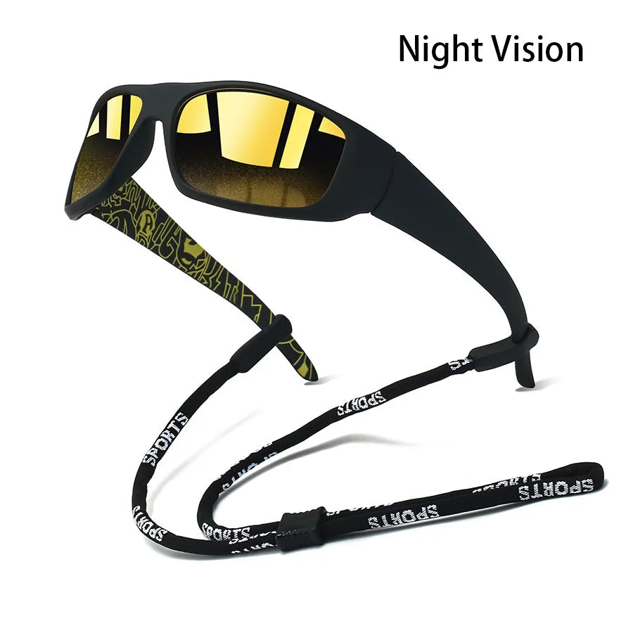 Fashion Vintage Sunglasses with Chain for Men And Women Driving Fishing Sports Running Mountaineering Safety Goggles