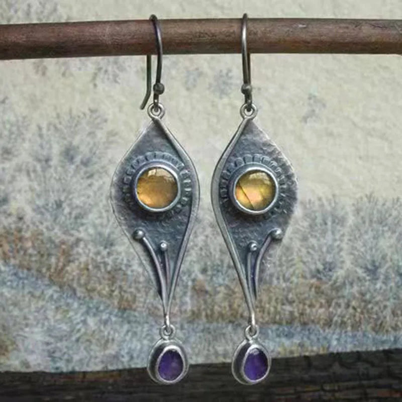 Indian Tribe Statement Dangle Earrings For Women Female Jewelry Vintage Ethnic Metal Drop Earrings Long Earring Accessories