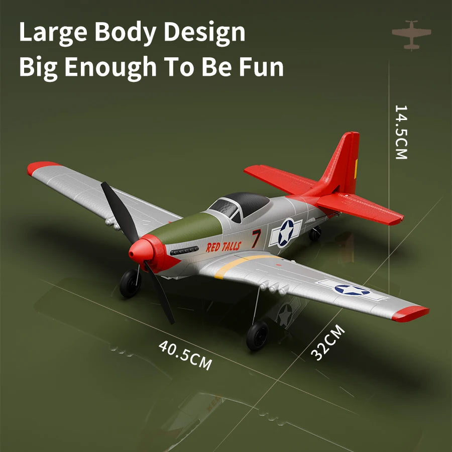 RC Plane P51 Mustang 2.4G Radio EPP Foam 4CH 6 Axis 410MM Wingspan RC Fighter One Key Aerobatic RTF Aircraft Toys