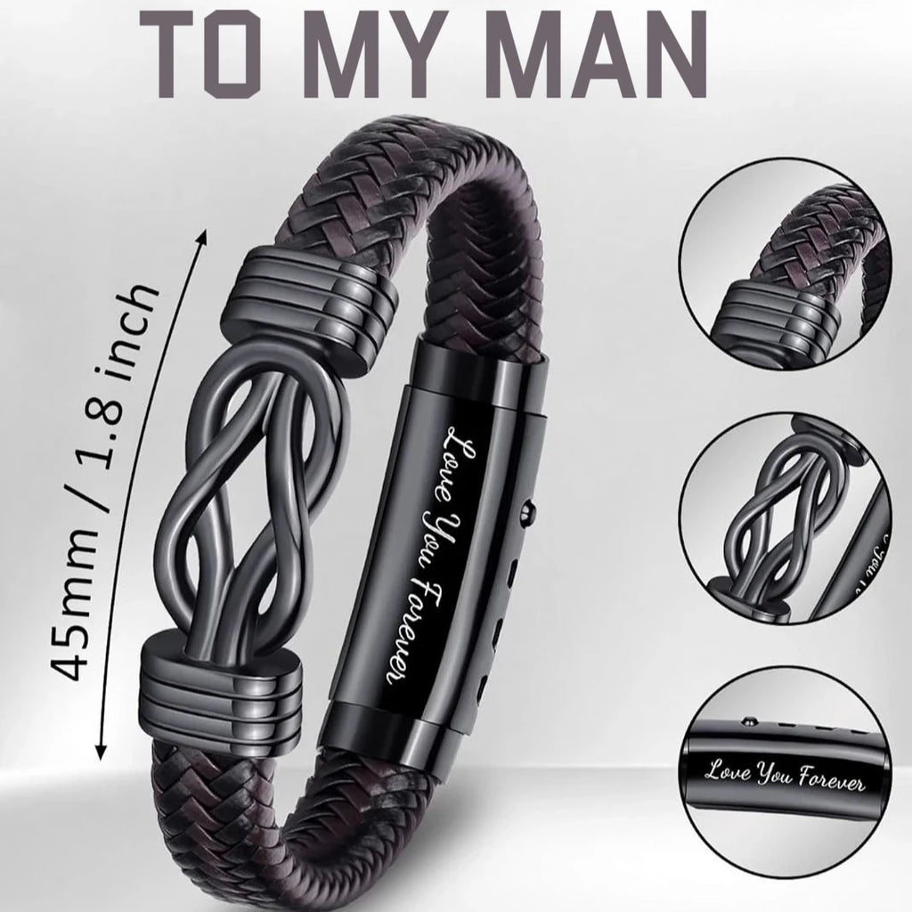 Gifts For Men Knot Bracelet Christmas Gift Birthday Gift for Dad Man Son Husband Leather Bracelet Valentine's Day Birthday Gifts