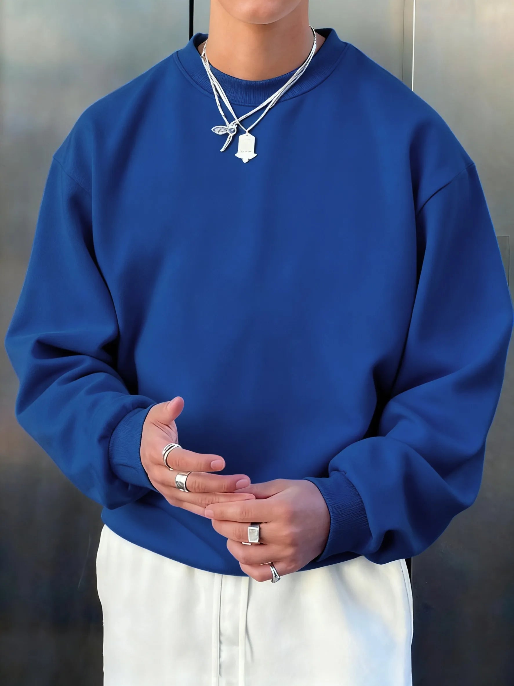 Man'S Fleece Autumn Top Street All-Match Pullovers Comfortable Basics Sweatshirts Sport Casual Sportswears Daily Soft Clothing