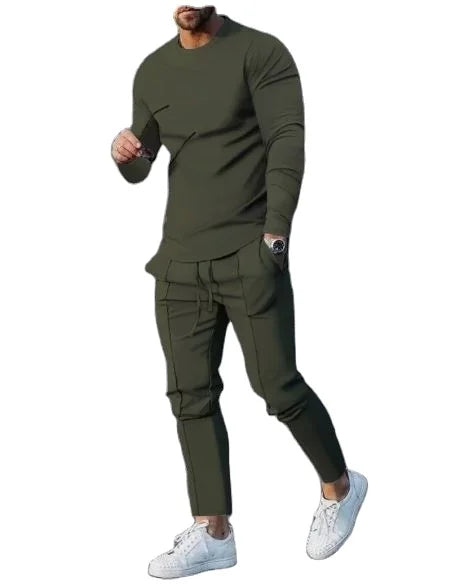 Men's Tracksuit Set Cotton Fleece Stylish Streetwear Slim Fit Pullover sweatshirts and Jogger  Set winter tracksuits for men