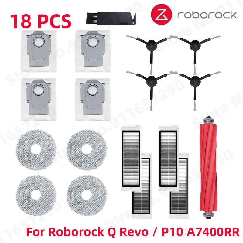 Roborock Q Revo / P10 A7400RR Spare Parts Main Side Brush Hepa Filter Mop Cloths Dust Bag Robot Vacuums Cleaner Accessories