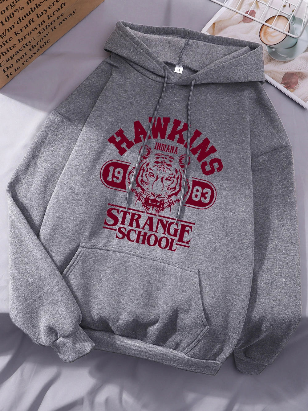 Hawkins Strange School 1983 Prints Hoodies Womens Winter Fleece Warm Sweatshirt Basic Loose Pocket Pullover Street Woman Clothes