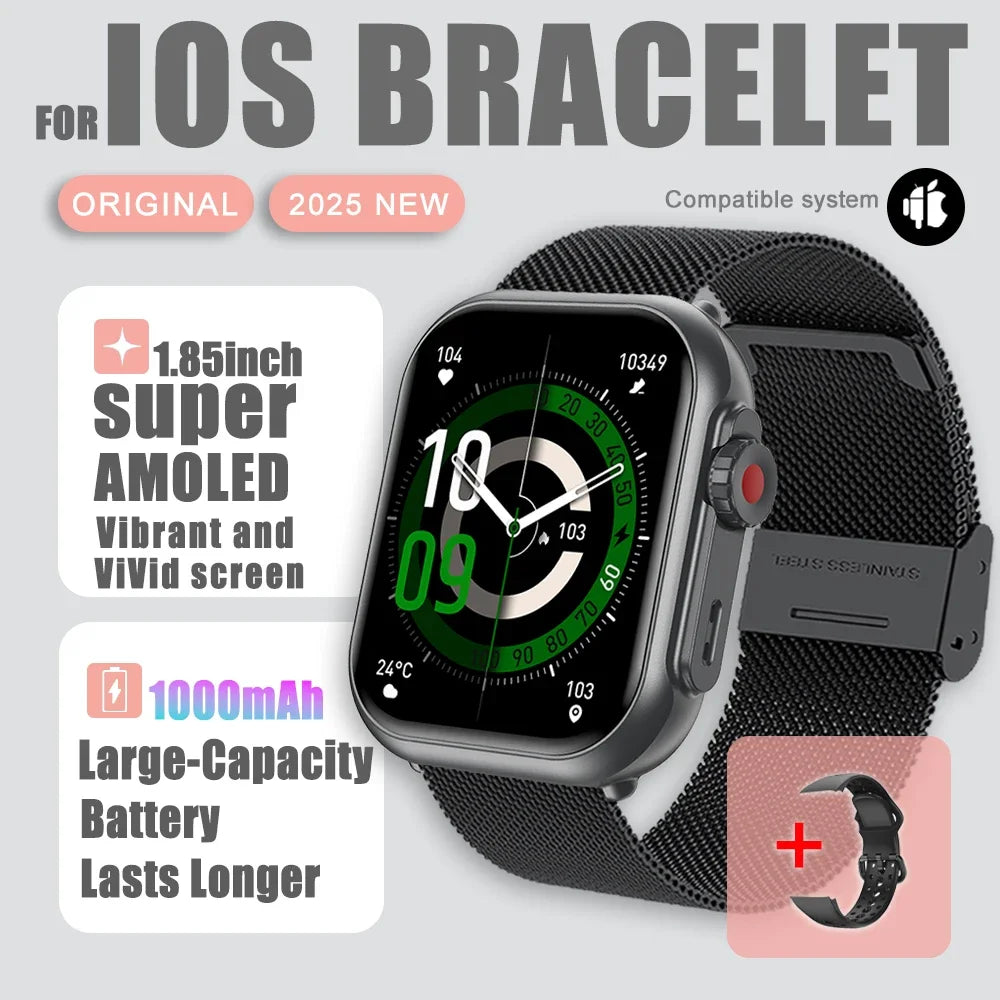 AI Voice Smart Watch Men Women 1.85 inches 1000mAh IP68 Bluetooth Call Blood Pressure Sleep Monitoring 100+Exercise Smart Watch