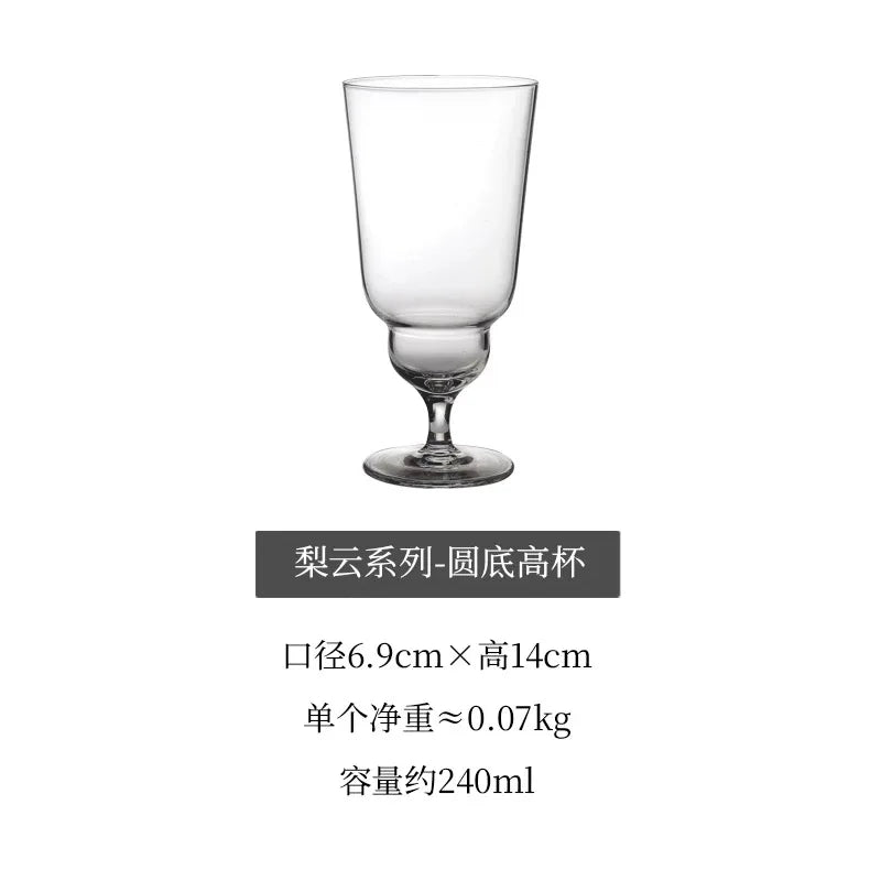 Handmade Glass Stemmed Goblet Vintage Small Martini Glass Coffee Cup Dessert Cup