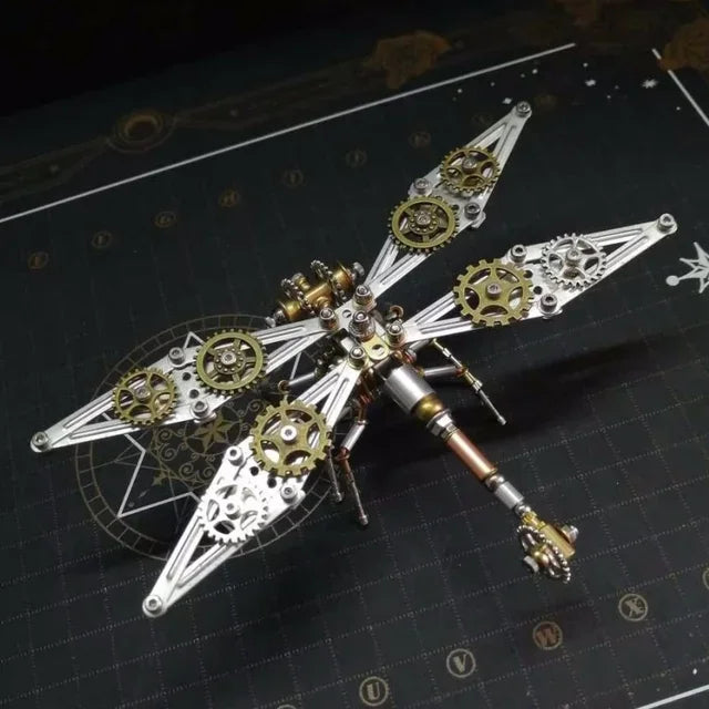 Metal Assembled Insect Ocean Player Spider Dragonfly Mosquito Punk Decorative Gift 3D DIY Tight Mechanical Insect Science Museu