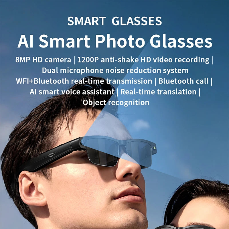 2026 New AI Smart Camera Glasses 800W Pixel HD Camera AI Object Recognition AI Language Assistant Bluetooth Call Smart Glasses