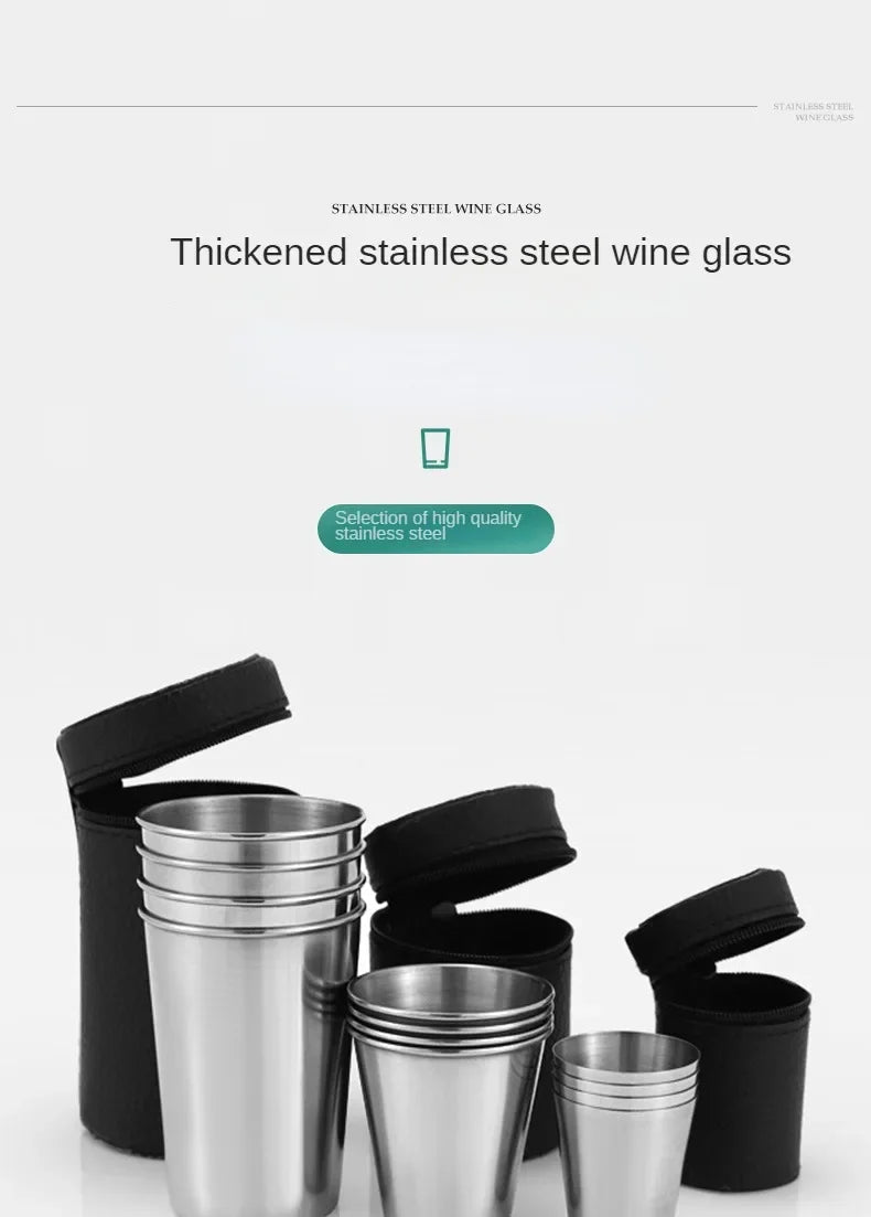 Drinkware 4 Pcs/set Outdoor Practical Travel Stainless Steel Cup Mini Set Whiskey Glass Cups Personalized Gifts Kitchen Dining