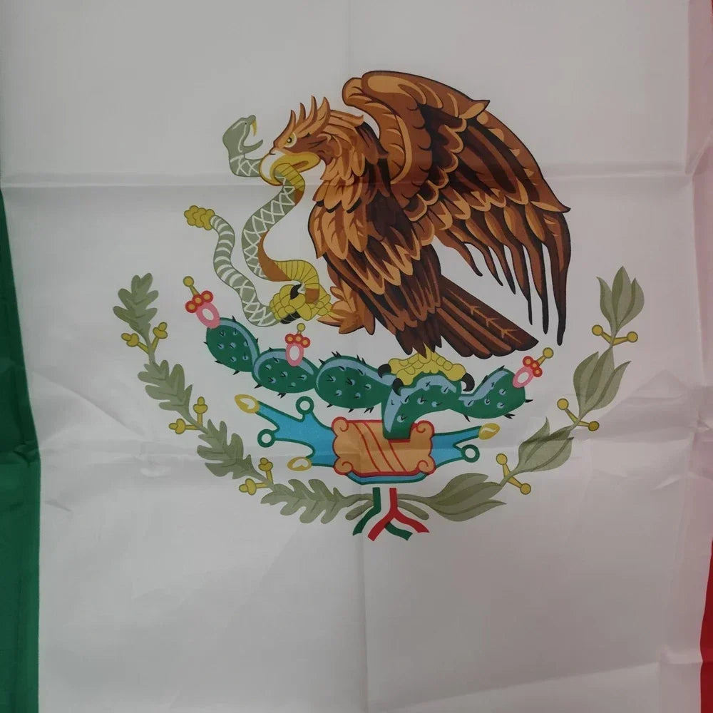 Mexico Flag 90x150 cm, Large Mexican National Banner for Indoor Outdoor Decoration Patriotic Party, Events, Garden, Wall Hanging