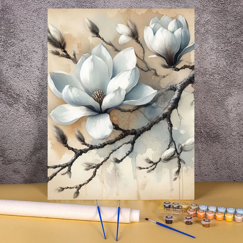 Coloring By Numbers Lily Flowers Acrylic Paint Painting For Living Room Wall Adults Handpainted Picture Crafts Gift Home Decor
