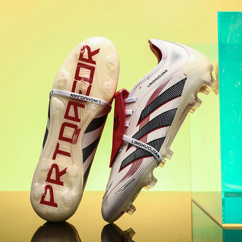 Professional-Level Football Shoes: High-Elastic Flyknit + Fg Long Studs No Slipping during Sudden Stops and Turns on the Field.