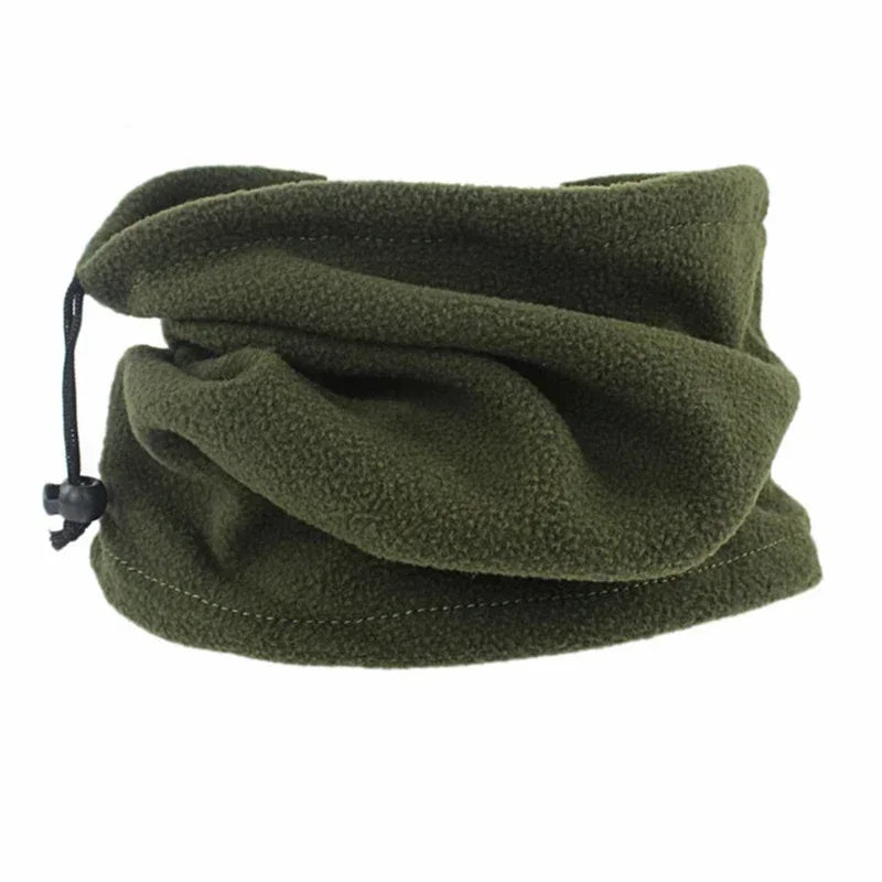 Unisex Faux Fleece Drawstring Scarf Solid Color Winter Outdoor Neck Warmer Adjustable Windproof Scarf Men Fashion Snood Scarves