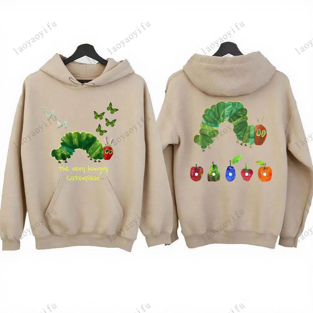 Hungry Caterpillar Printed Hooded The Very Hungry Caterpillar Hoodies Aesthetic Clothes Autumn and Winter Keep Warm Sweatshirt