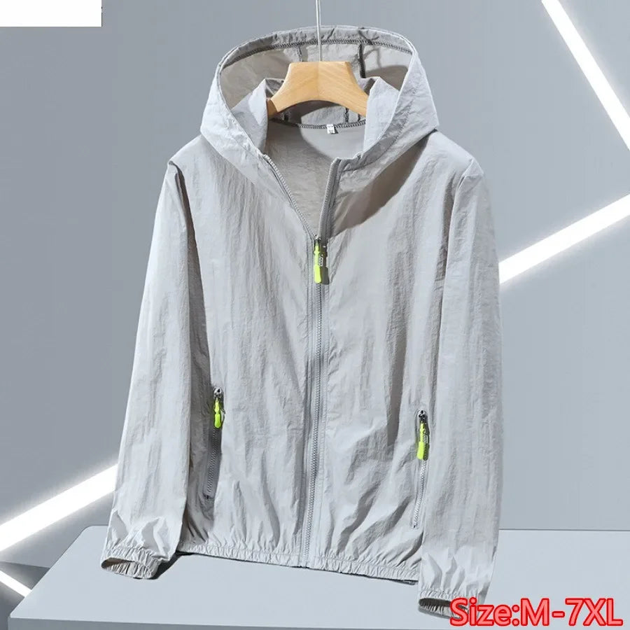 Summer Ice Silk Sun Protection Jacket for Men Couple Outdoor Sports UV Protection Skin Coats Breathable Hooded Ultrathin Jackets