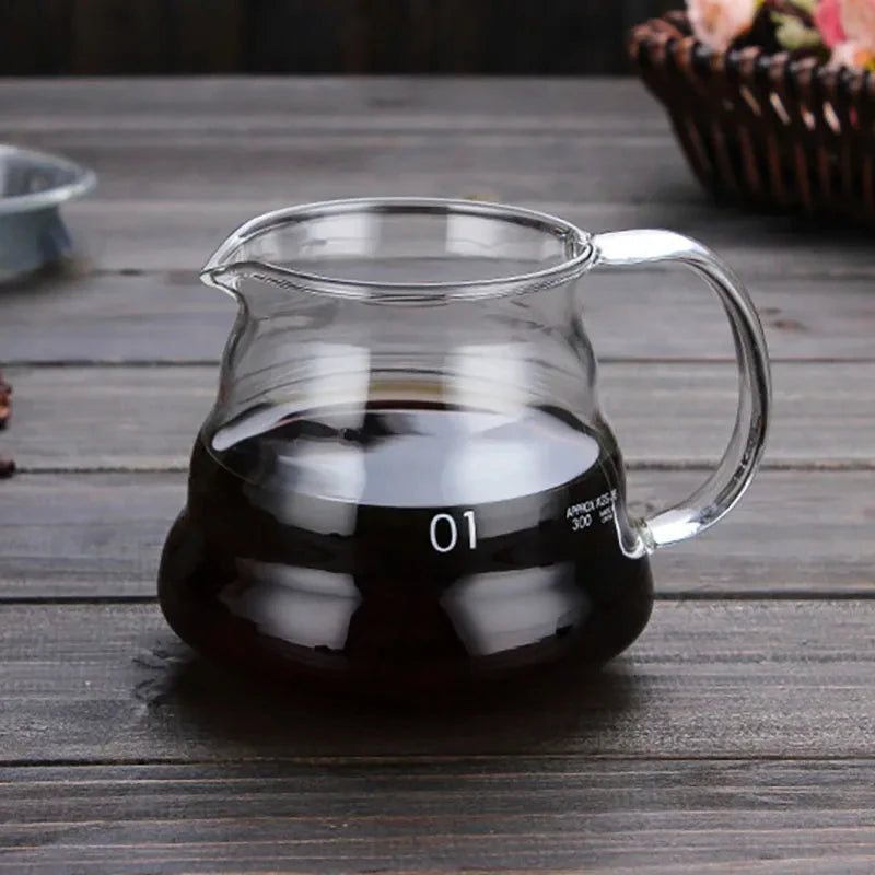 Leeseph Coffee Carafe, 350/600ml Coffee Clear Glass Kettle Sharing Pot with Lids, Pour Over Coffee Espresso Maker Accessories