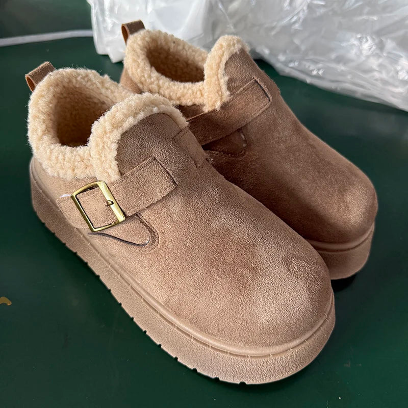 Autumn Winter Thick Sole Plush Snow Boots Women Comfy Warm Fleece Lining Ankle Boots Woman Anti Slip Platform Cotton Shoes Mujer
