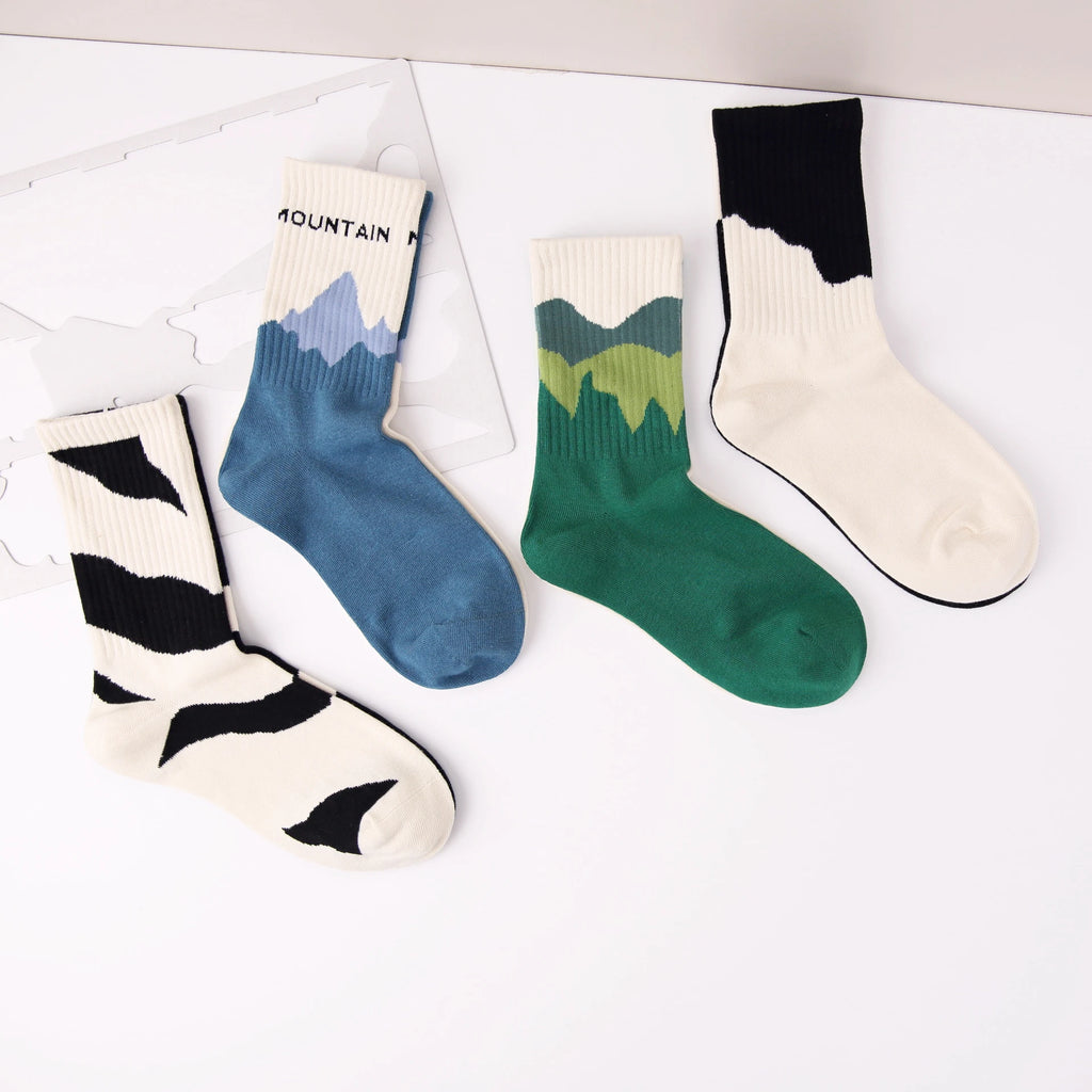 Japanese Korean Style Harajuku Socks Women Combed Cotton Boneless Crew AB Socks Men Street Fashion Trend Sports Couple Socks