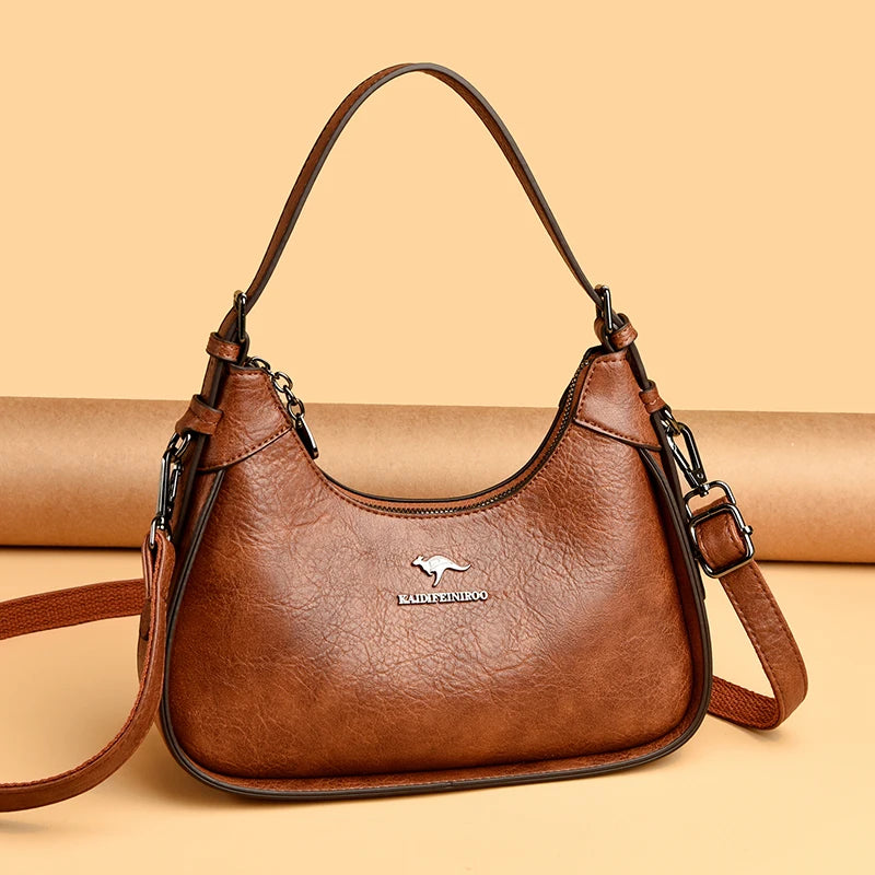 Genuine Brand Soft Pu Leather Shoulder Bag Luxury Women's Crossbody Messenger Bag Designer Female Hobo Handbag Sac A Main Purses