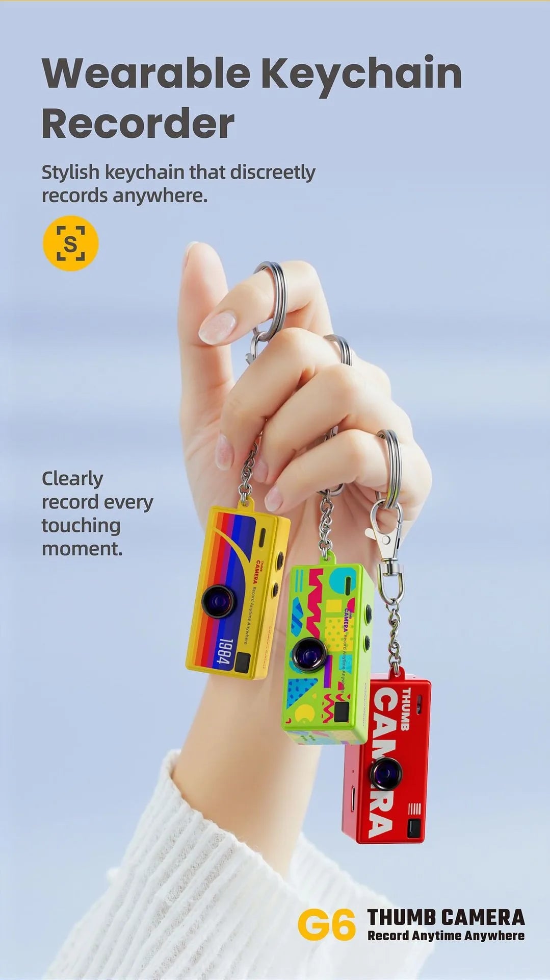 G6 Retro Mini Camcorder with Chain, 1080P HD Video Camera for Kids, Support SD Card, Portable Vintage Recorder Party Gift Toy