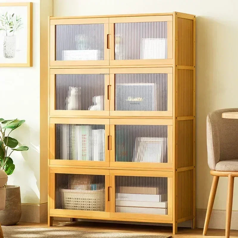 Home Living Room Furniture Stand Storage Cabinet Modern Rattan Bamboo Living Room Cabinet Changhong Glass Door Layered Shelf jl