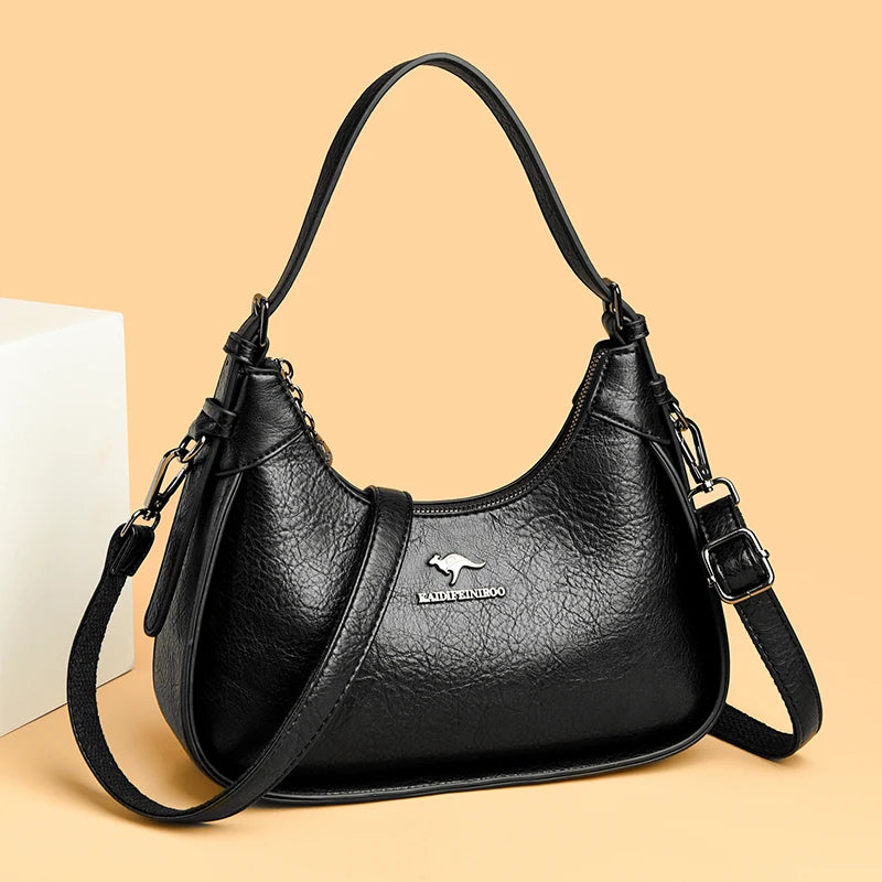 Genuine Brand Soft Pu Leather Shoulder Bag Luxury Women's Crossbody Messenger Bag Designer Female Hobo Handbag Sac A Main Purses