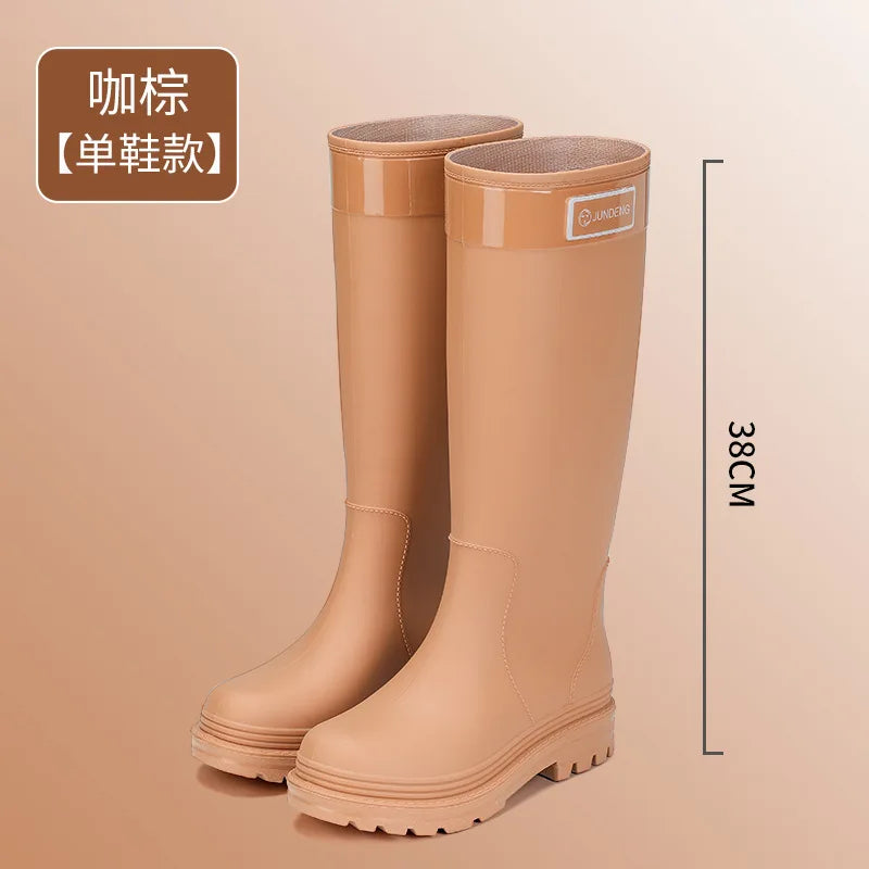 High-Tube Women's Rain Boots Fashionable Korean Style Waterproof Non-Slip Winter Snow Boots Outdoor Wear Cross-Border Popular - Free Item Weekend (50% off).