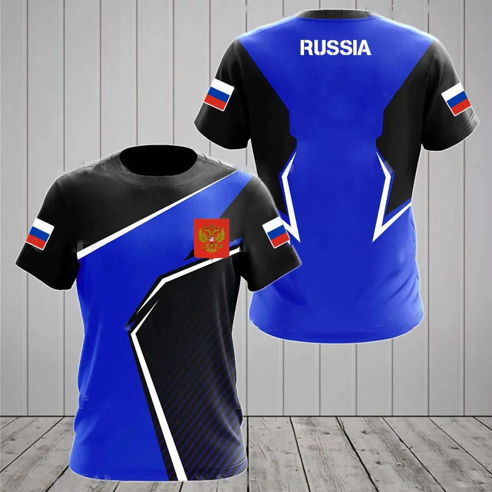 Russia Flag National Emblem 3D Print T-Shirt Men Women Fashion Streetwear Oversized Short Sleeve T Shirts Man Tees Tops Clothing